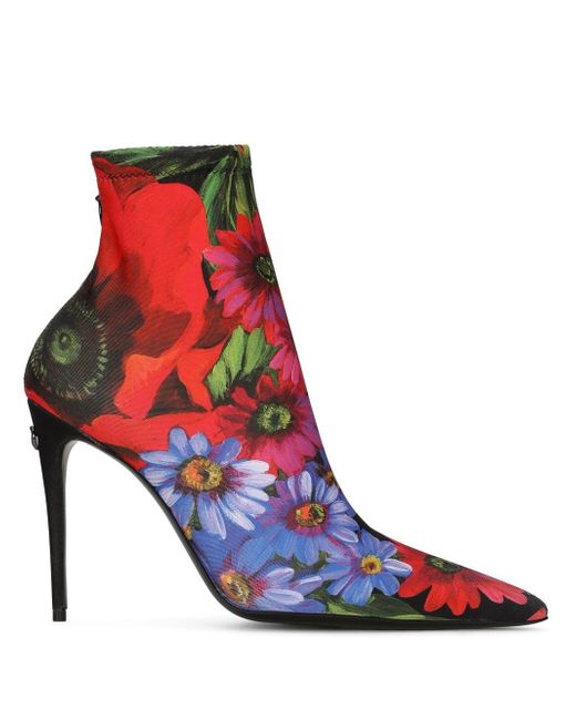 Dolce & Gabbana floral-print 105mm ankle boots