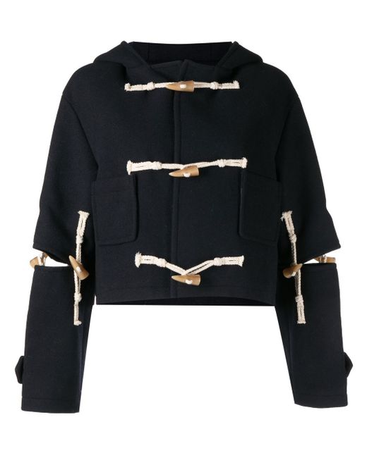 Rokh cut-out hooded duffle jacket