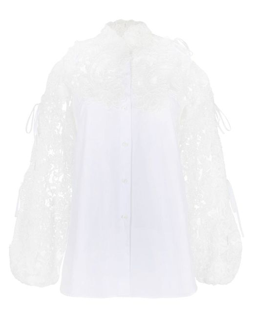 Ermanno Scervino lace-panelling cold-shoulder blouse