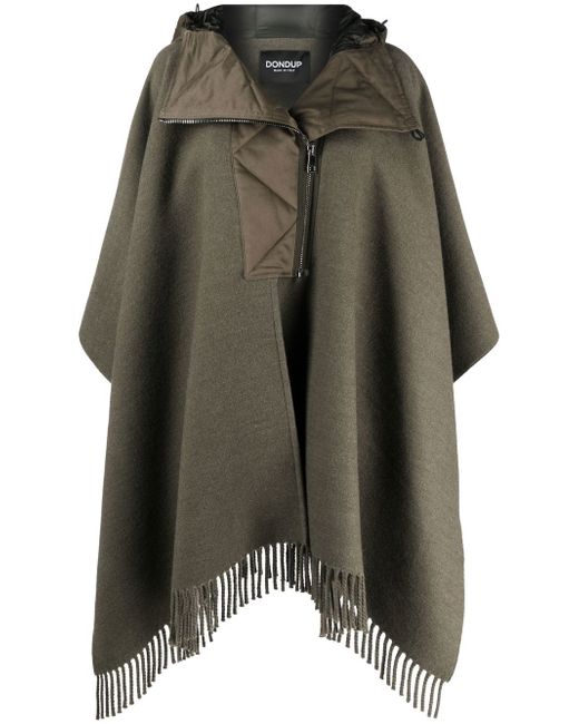 Dondup frayed-trim hooded cape coat