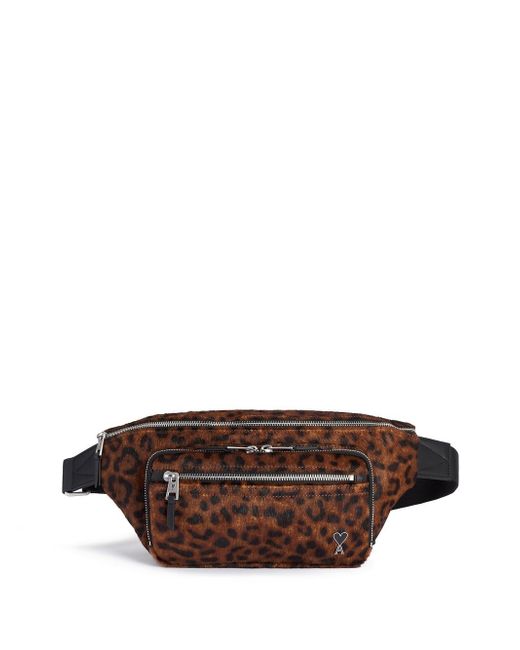 AMI Alexandre Mattiussi leopard-print belt bag