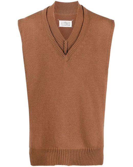 Maison Margiela layered-detail V-neck sweater