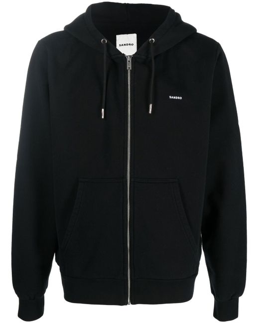 Sandro logo-print zip-up hoodie
