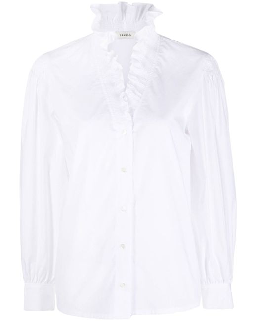 Sandro ruffled-collar cotton shirt