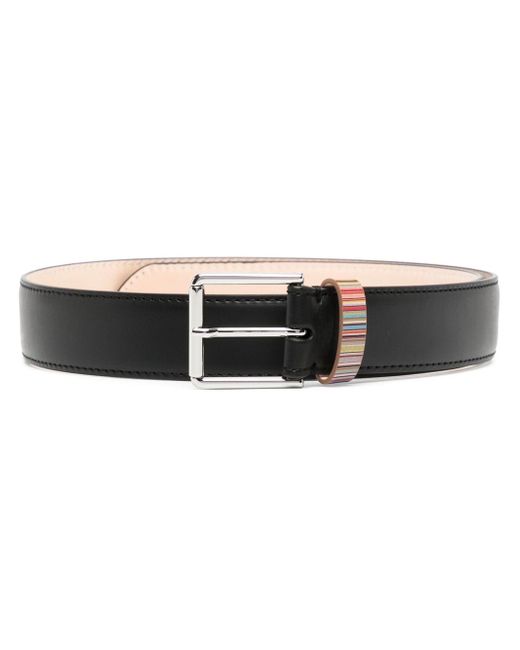 Paul Smith striped-keeper leather buckle belt