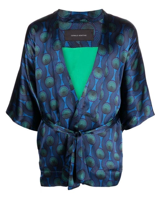 Ozwald Boateng short geometric-print tie-waist jacket