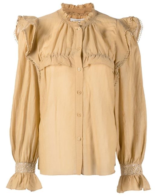 Isabel Marant Etoile ruffle-tri long-sleeve blouse