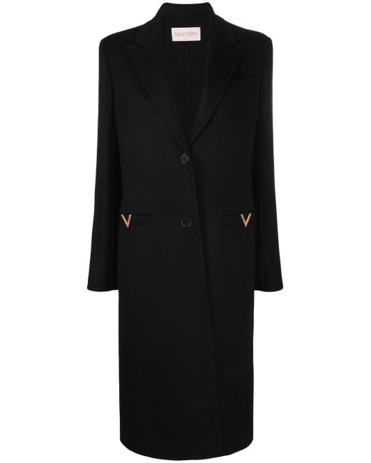 Valentino logo-plaque single-breasted coat