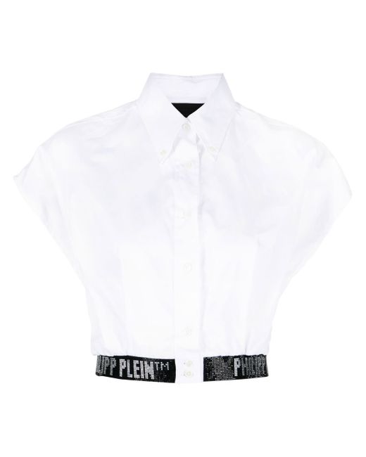 Philipp Plein logo-embellished cropped shirt