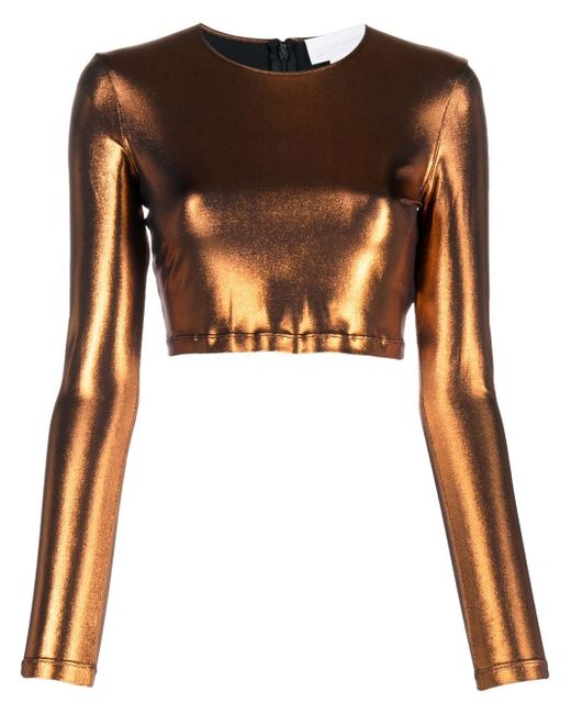 Genny metallic-effect cropped top