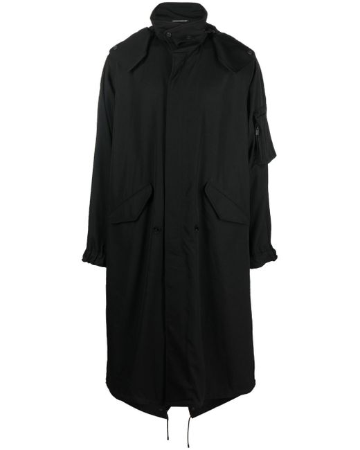 Yohji Yamamoto concealed front-fastening hooded coat