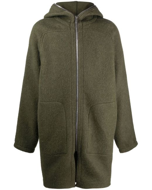 Rick Owens zip-up hooded wool coat