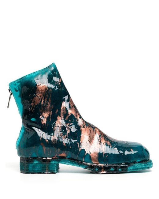 Guidi paint-splatter detail ankle boots