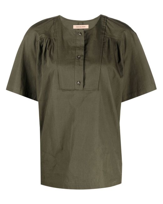 Yves Salomon button-front short-sleeved T-shirt