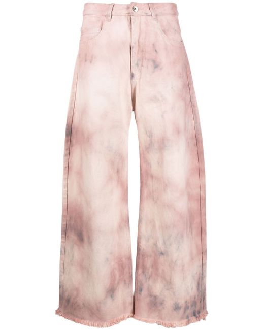 Marques'Almeida tie-dye print wide leg jeans