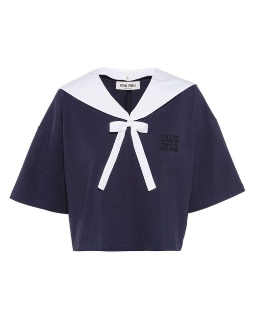 Miu Miu sailor-collar T-shirt