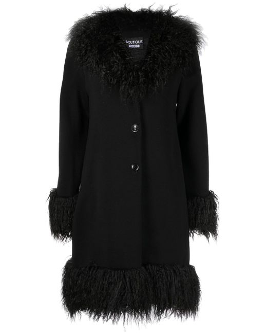 Boutique Moschino single-breasted fur-trimmed coat