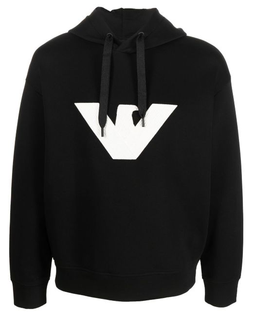 Emporio Armani embossed-logo drawstring hoodie