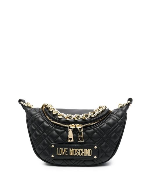 Love Moschino logo-plaque quilted shoulder bag