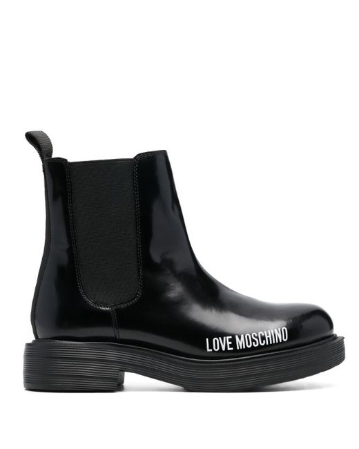 Love Moschino logo-print ankle-boots