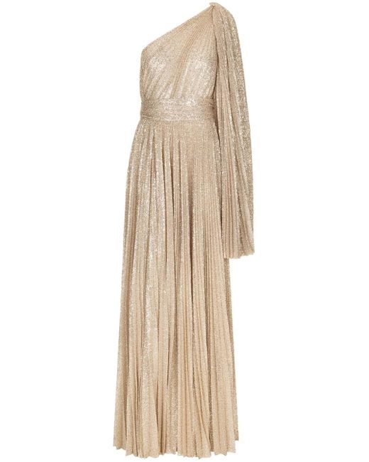 Dolce & Gabbana pleated single-shoulder floor-length gown
