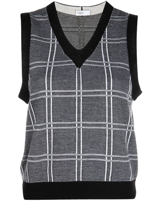 Rosetta Getty windowpane-pattern knitted vest