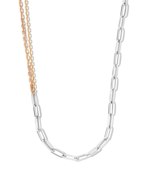 Yvonne Léon 18kt white rose and yellow Collier Solitaire Boucle chain necklace