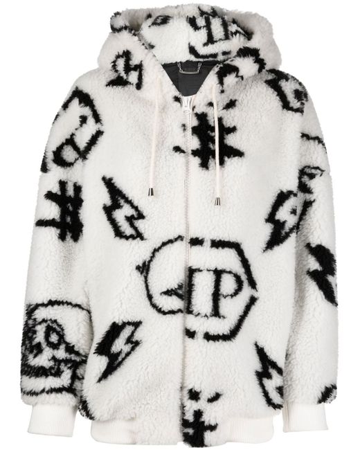 Philipp Plein motif-print zip-fastening hoodie