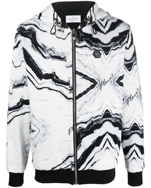 Philipp Plein all-over marble-print hooded jacket