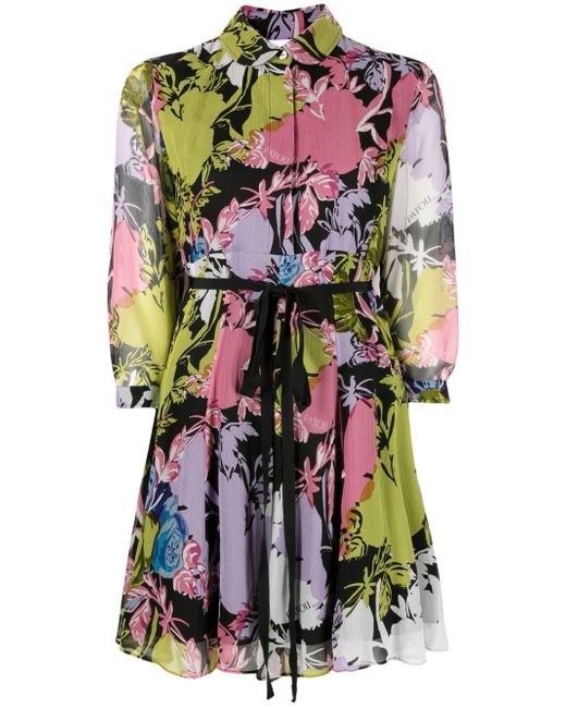 Patou floral-print silk shirt dress