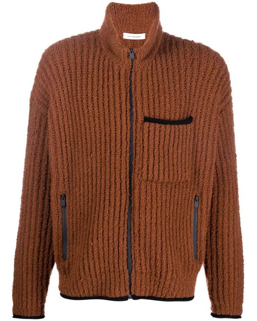 There Was One ribbed-knit zip-up cardigan