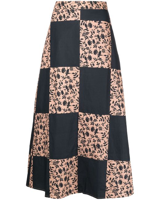Batsheva cotton poplin patchwork skirt