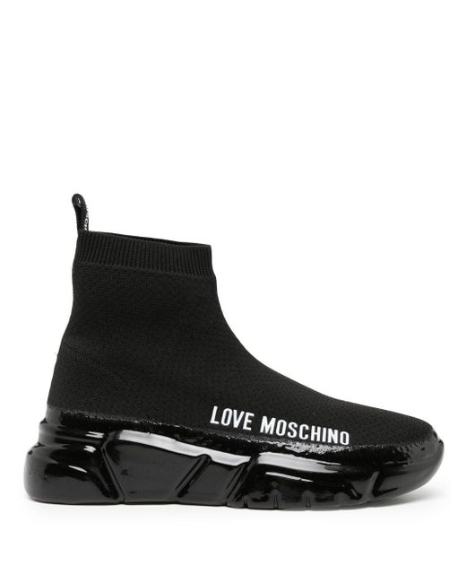 Love Moschino logo-print sock boots