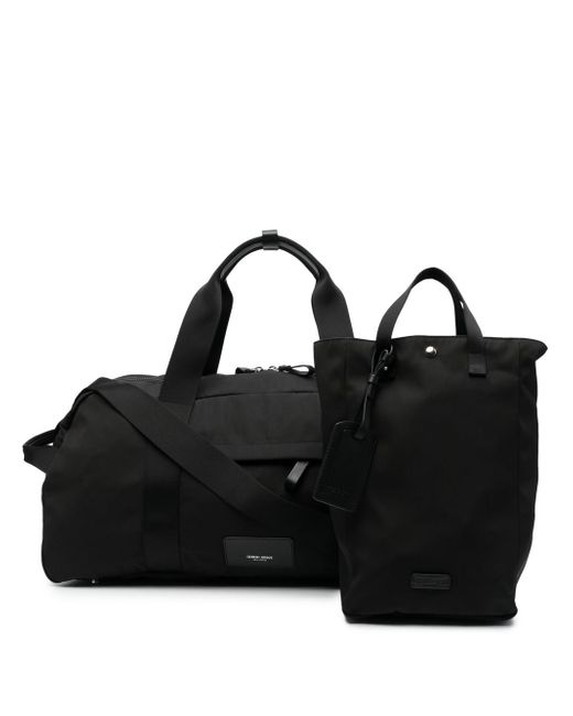Giorgio Armani logo-patch zipped duffle bag