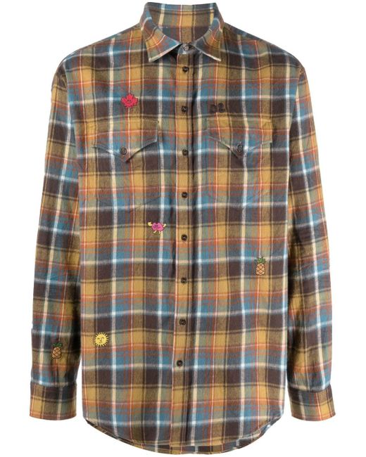 Dsquared2 embroidered-detail plaid-check print shirt