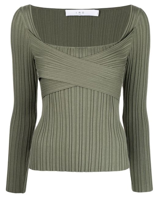 Iro ribbed square-neck long-sleeve top