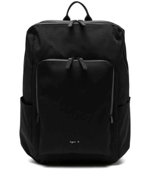 Agnès B. logo-print zip-up backpack
