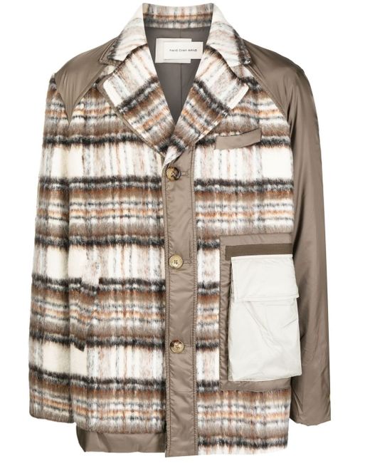 Feng Chen Wang plaid panelled button-up coat