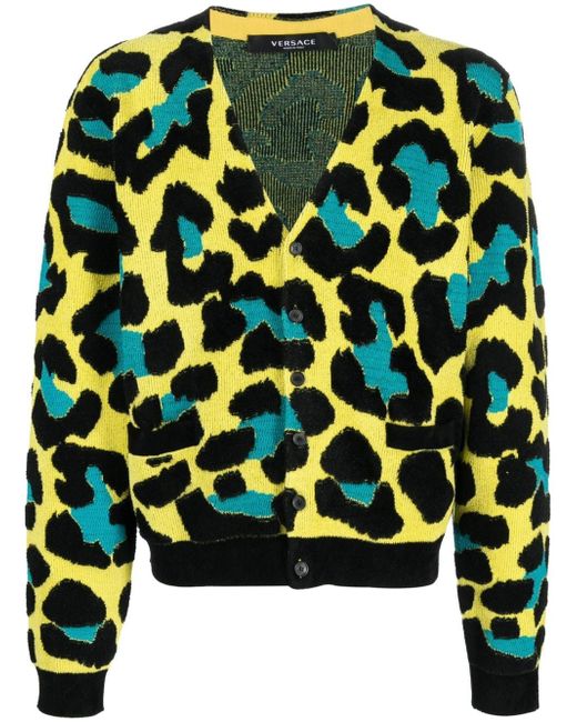 Versace leopard-print V-neck cardigan
