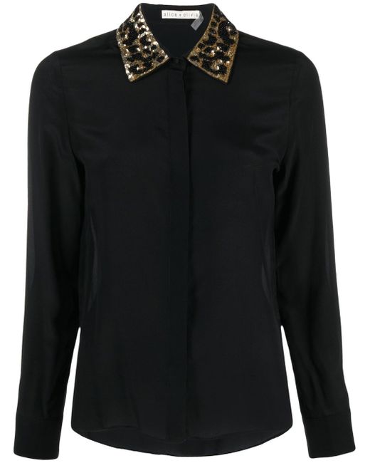 Alice + Olivia leopard-print collared shirt