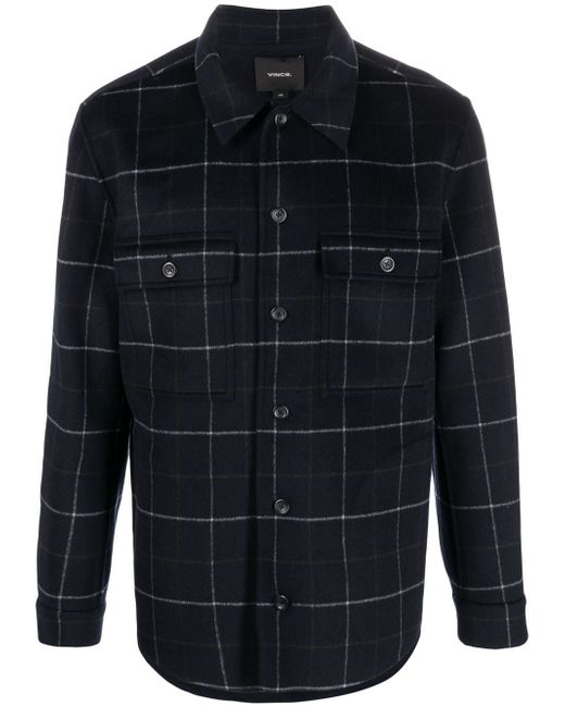 Vince checked double-pocket overshirt