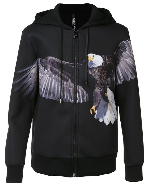 Neil Barrett eagle print zip hoodie Medium Polyester