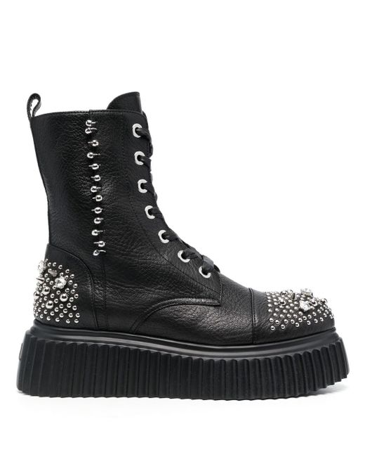Agl studded leather lace-up boots