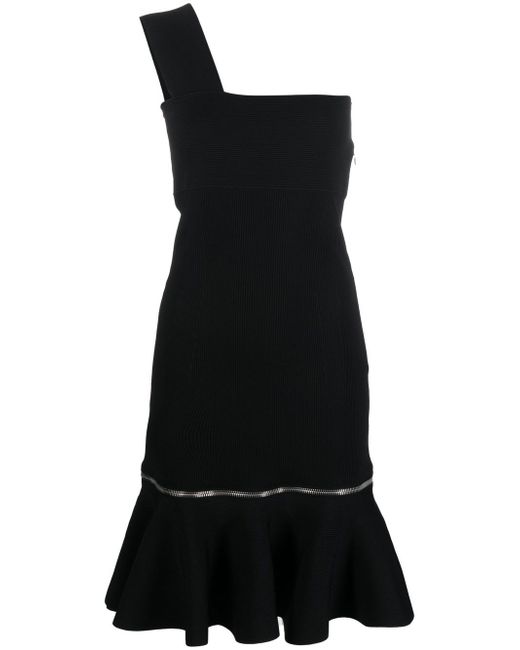 Alexander McQueen zip-detail one-shoulder dress
