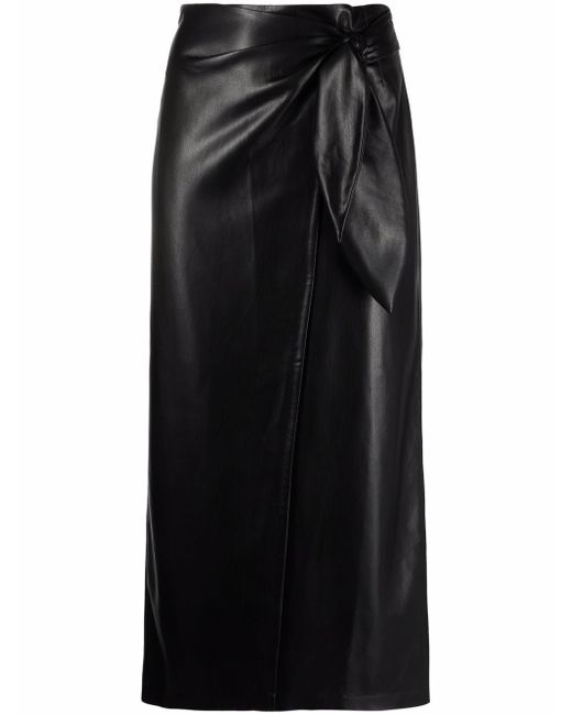 Nanushka vegan-leather wrap skirt