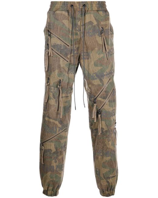 Mostly Heard Rarely Seen camouflage zip-detail trousers