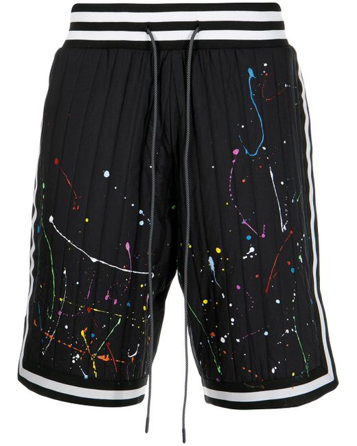 Mostly Heard Rarely Seen quilted paint-splatter shorts