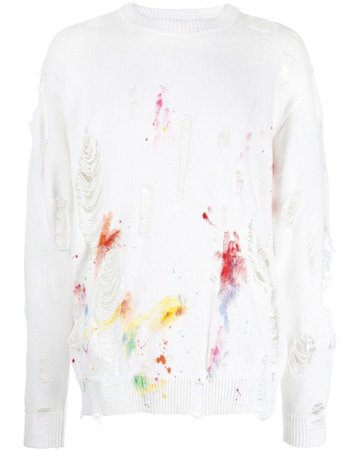 Mostly Heard Rarely Seen distressed paint-splatter sweatshirt
