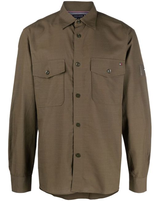 Tommy Hilfiger logo-patch button-up shirt