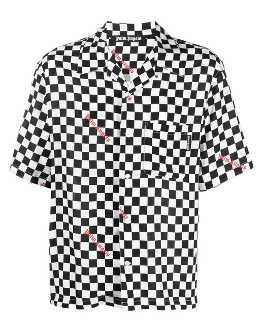 Palm Angels checkerboard-print bowling shirt